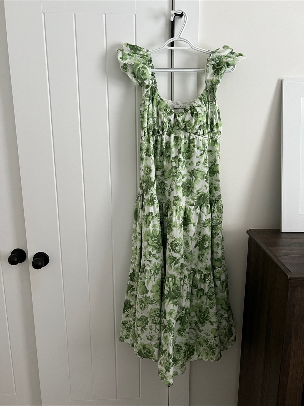 Abercrombie & Fitch Green Floral Tiered Midi Dress